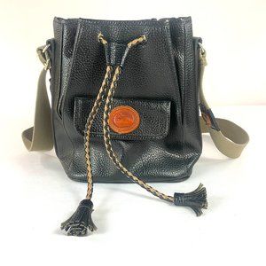💎SOLD💎Vintage DOONEY & BOURKE Drawstring Bucket Purse Black Pebbled Leather
